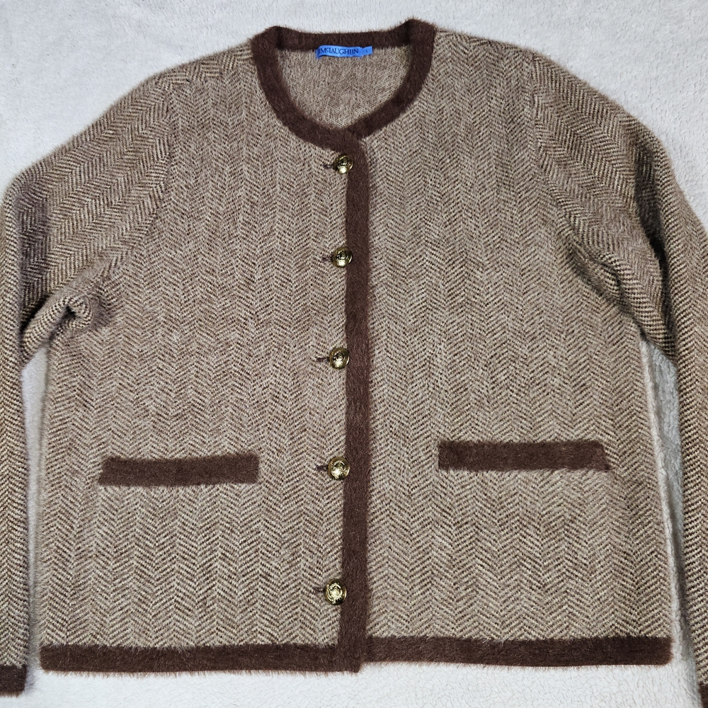 J. McLaughlin Brown Herringbone Sweater - Picture 2 of 8